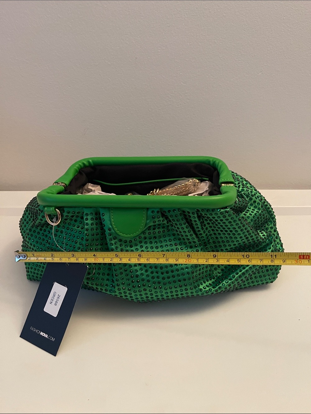 Fashion Nova Emerald Green Studded Clutch - Picture 5 of 6